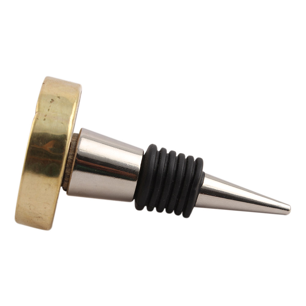 Round Green Metal And Wooden Wine Stopper
